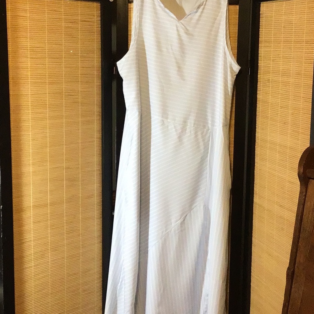 Dress in light blue and white